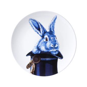 Wandbord konijn uit hoed Blauw