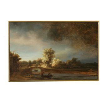 Schilderij Landschap Met Stenen Brug - 30x20 cm