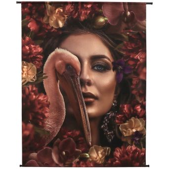 Wandkleed Vrouw Met Pelikaan - 140x170 cm