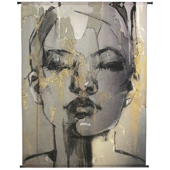 Wandkleed Gezicht Grijs - 140x170 cm